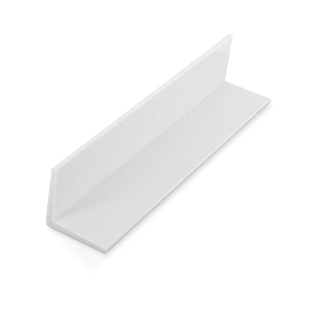 Outwater U-channel edge protection close-up with white finish for durable shelving.