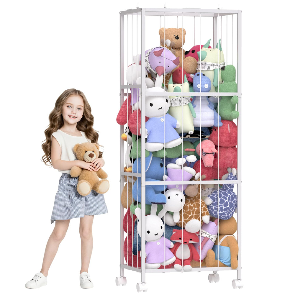 OUTWOLF stuffed animal storage with all-metal design for durable nursery organization