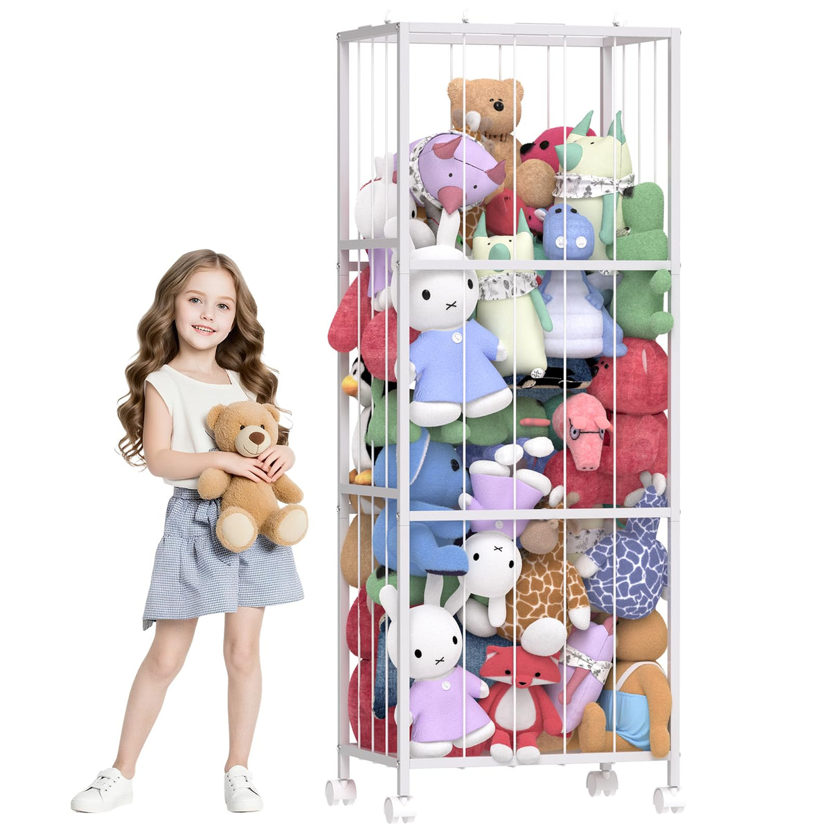 OUTWOLF stuffed animal storage with all-metal design for durable nursery organization