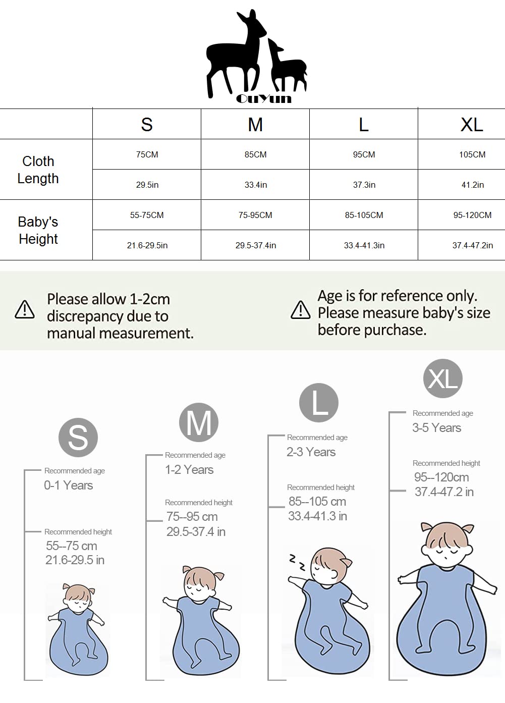 OuYun baby sleeping bag blue packaging shows one sleeping bag included