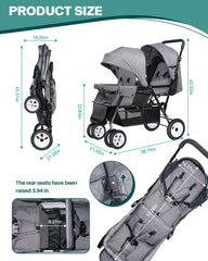 Breathable skylight canopy on OVERTANG stroller in grey