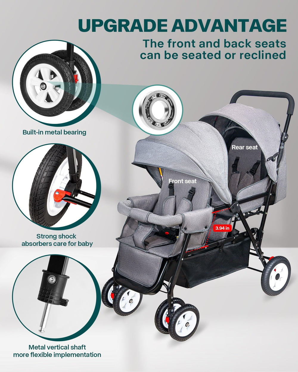 Gift pack and accessories with OVERTANG stroller in grey