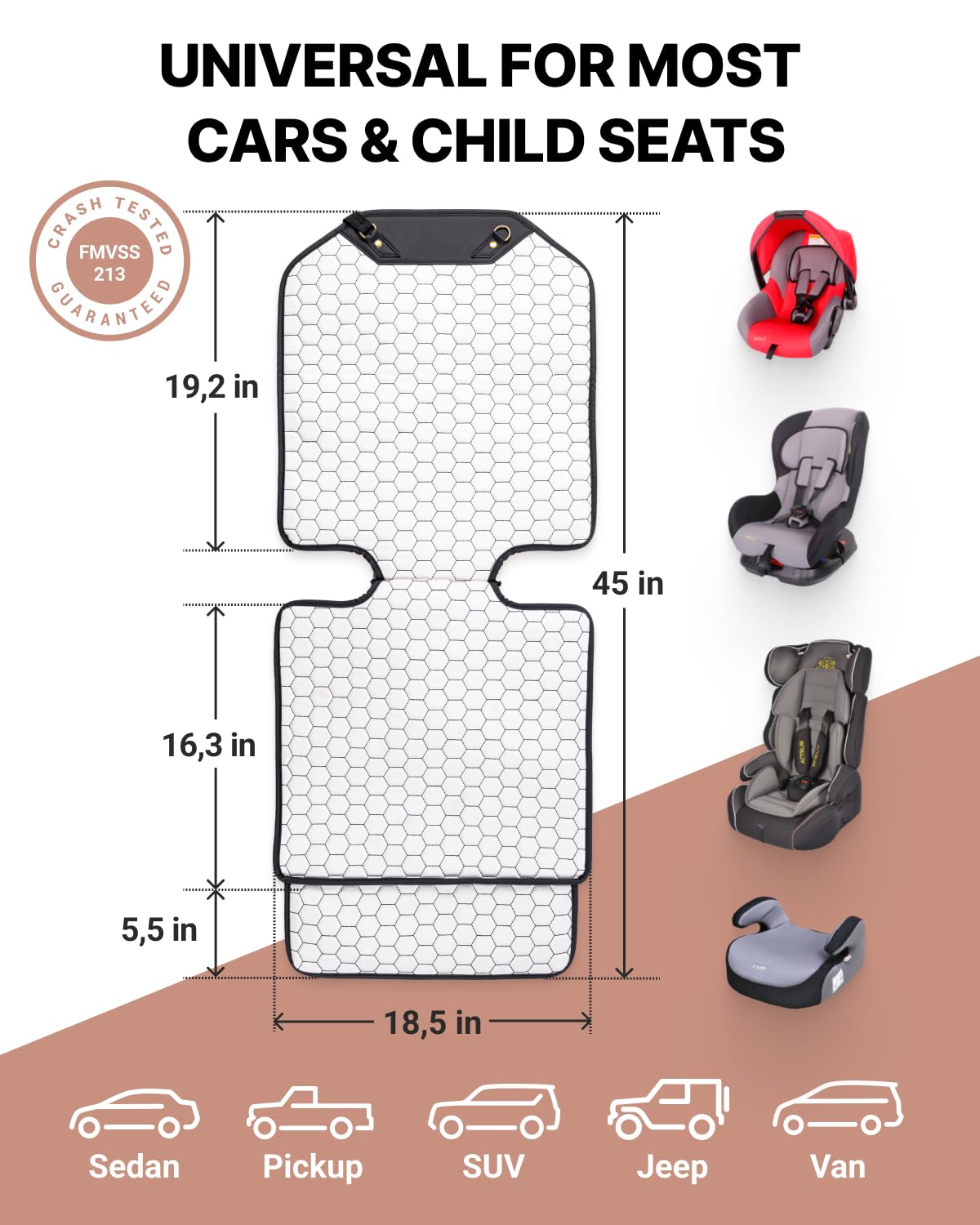 Owleys 600D Oxford fabric layer adds rugged protection under child seats.