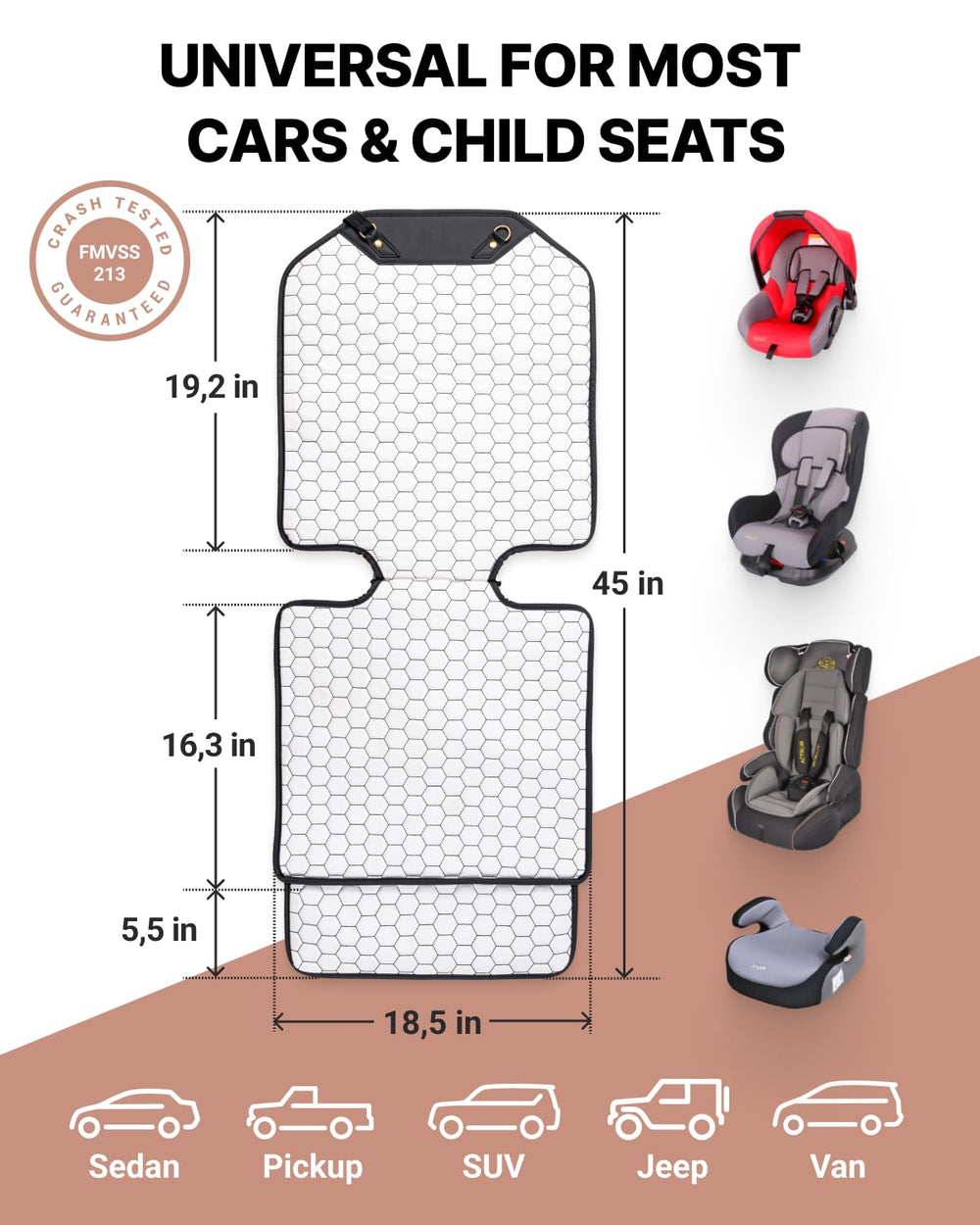 Owleys 600D Oxford fabric layer adds rugged protection under child seats.
