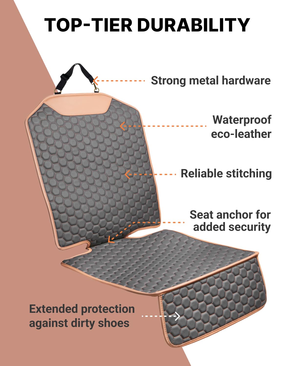 Owleys premium leather seat protector anti-slip-base keeps car seat in place during rides