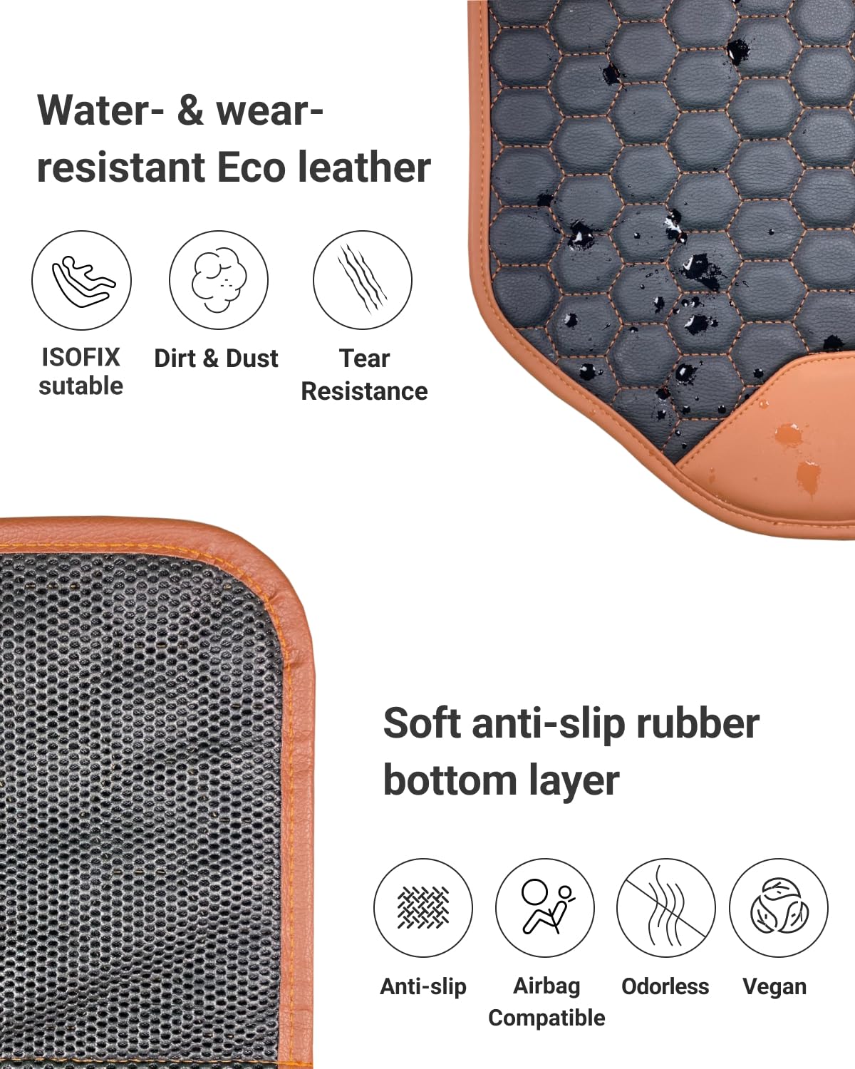 Owleys premium leather seat protector color-safe-design avoids dye transfer on upholstery