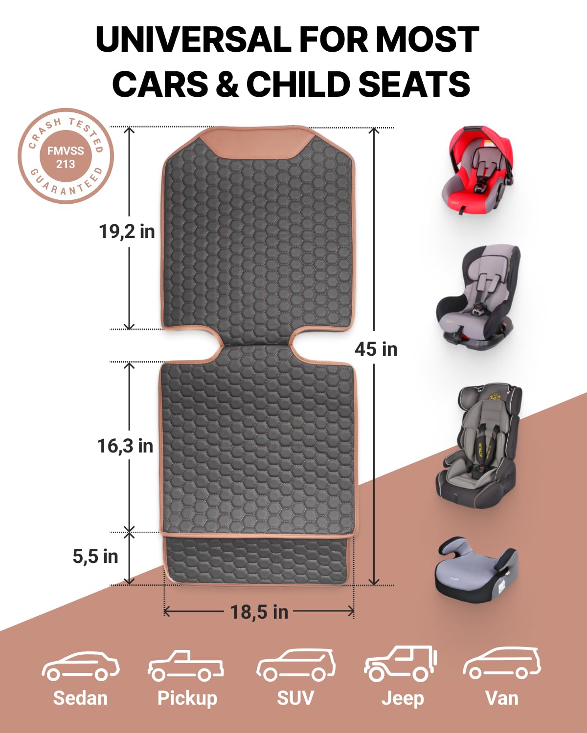 Owleys premium leather seat protector waterproof-layer prevents spills from reaching upholstery