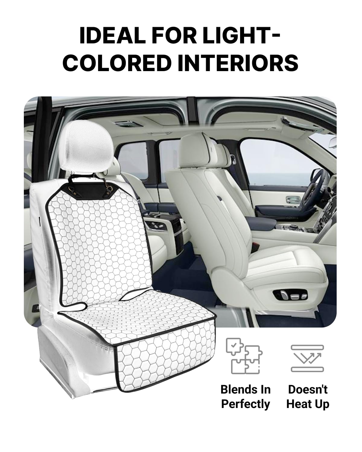 Owleys seat protector anti-slip base keeps cover secure during trips.
