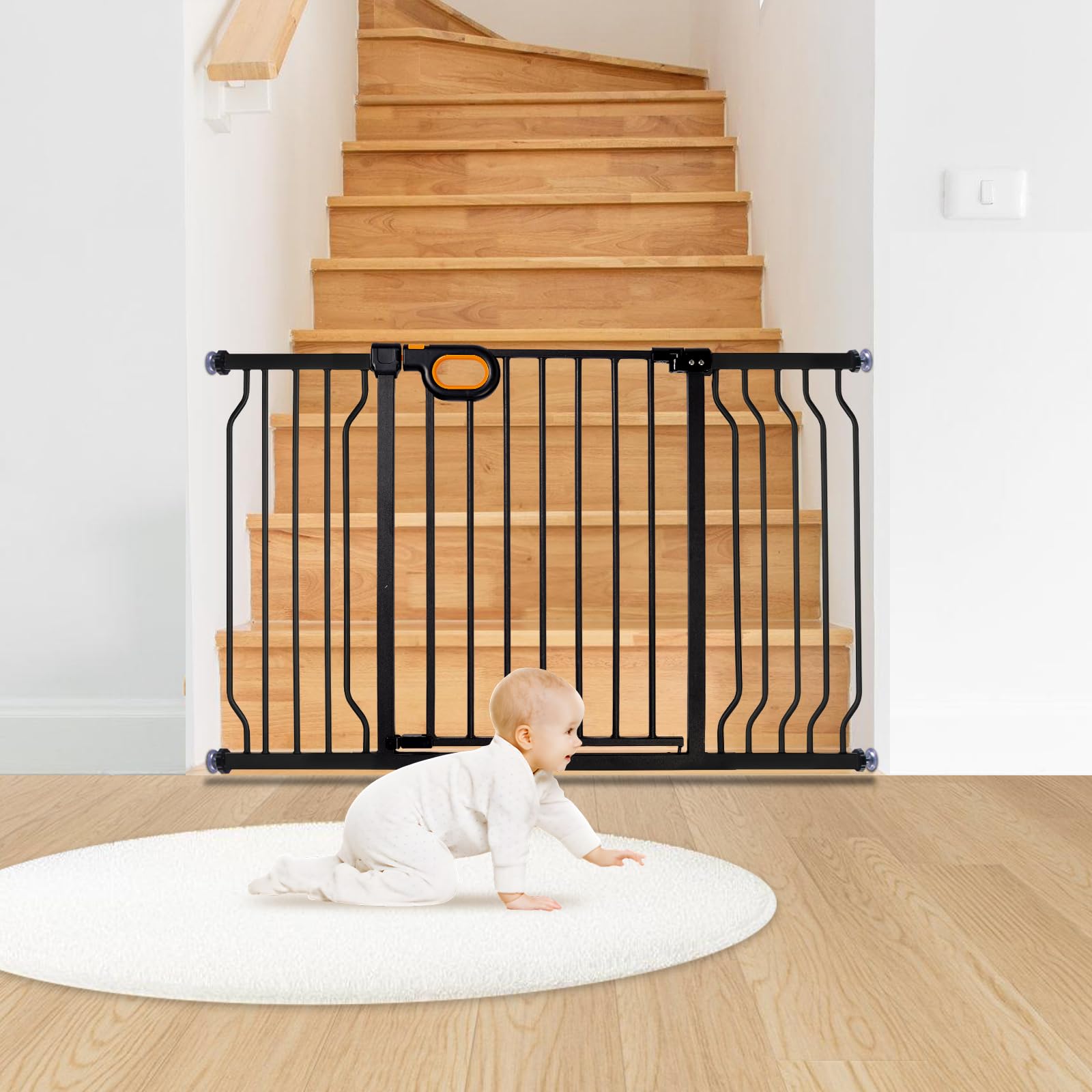 Owlie black finish gate blends with decor while keeping kids safe