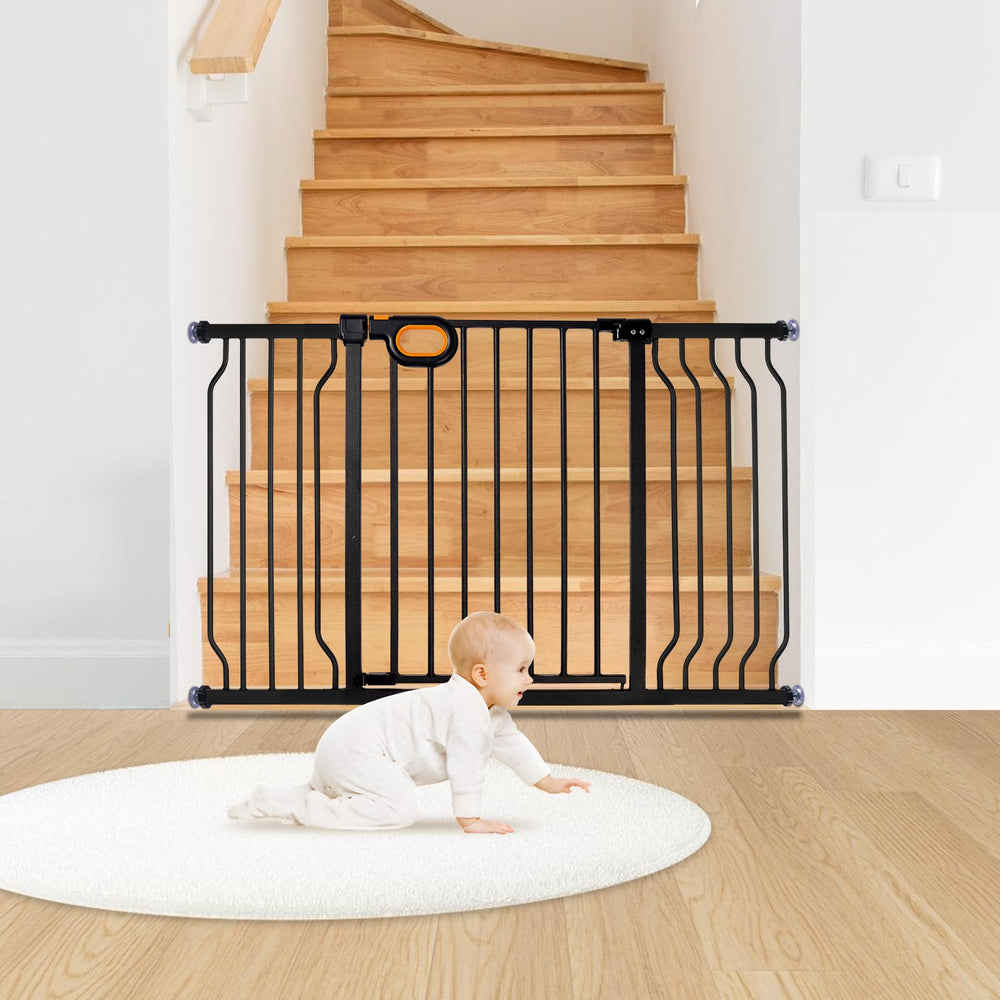 Owlie black finish gate blends with decor while keeping kids safe