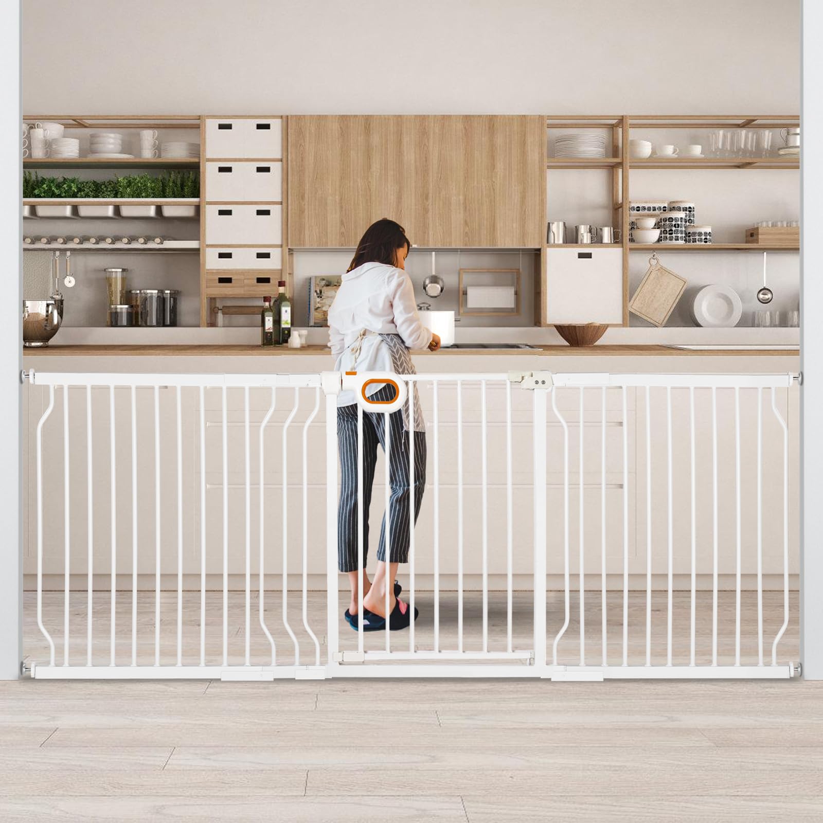Owlie baby gate wide extensions demonstrate a versatile barrier for stairs and doorways.