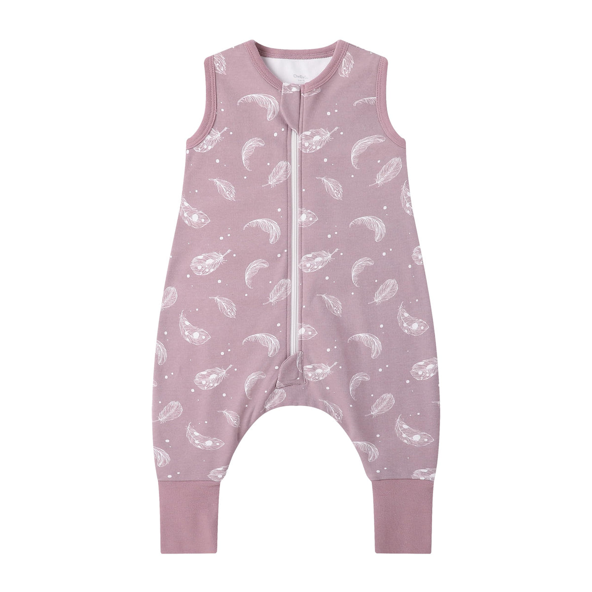 Owlivia 1.0 Tog baby sleeping bag with feet in mauve color, close-up of the feet area.