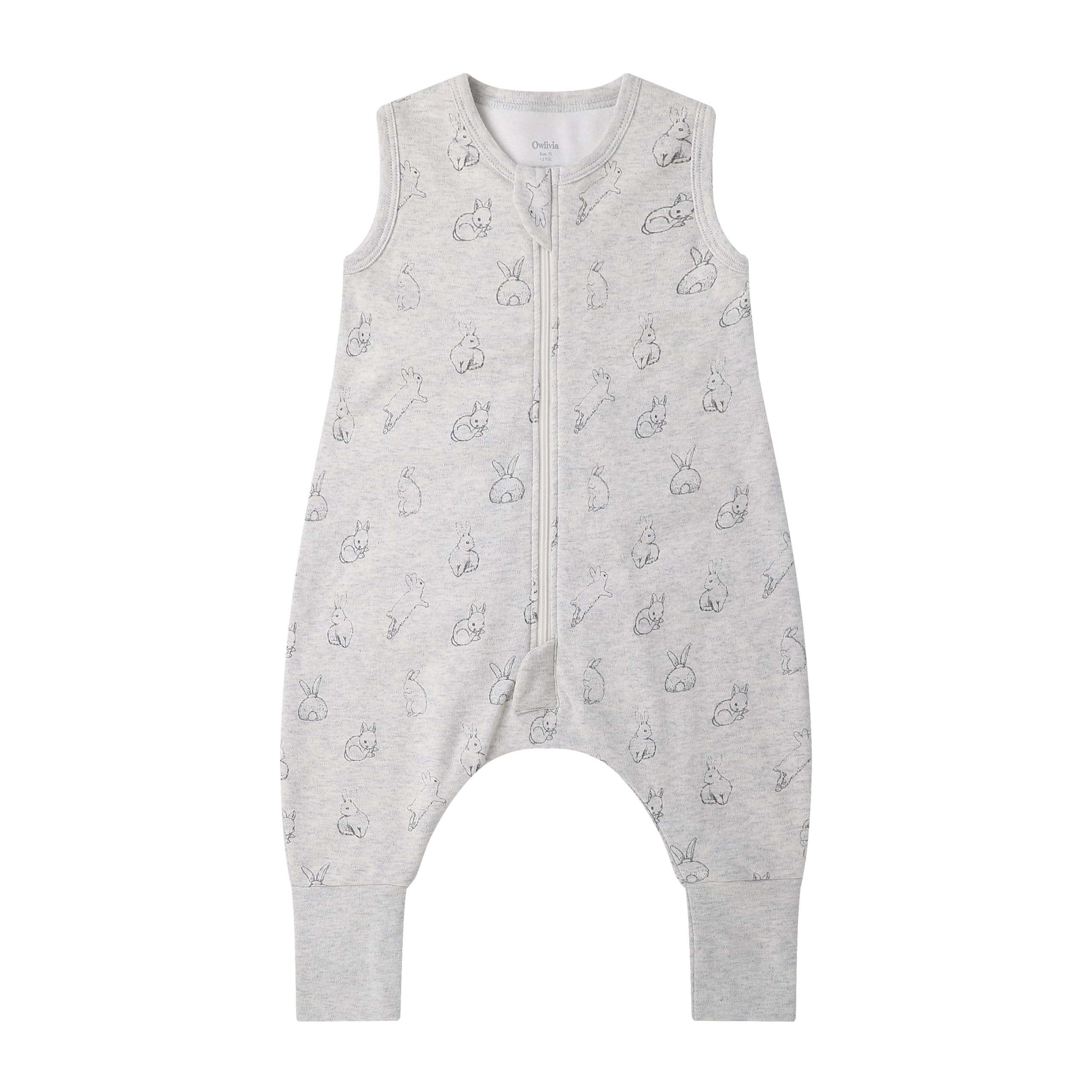 Owlivia 1.0 Tog sleeping bag in gray rabbit, front view for all-season comfort