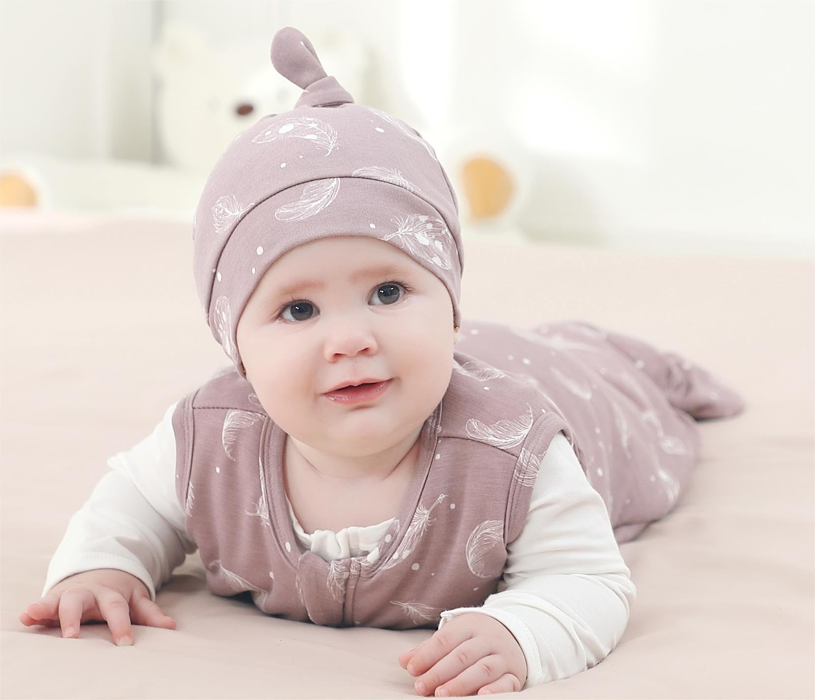 Owlivia baby organic cotton sleep sack with two-way zipper for easy diaper changes
