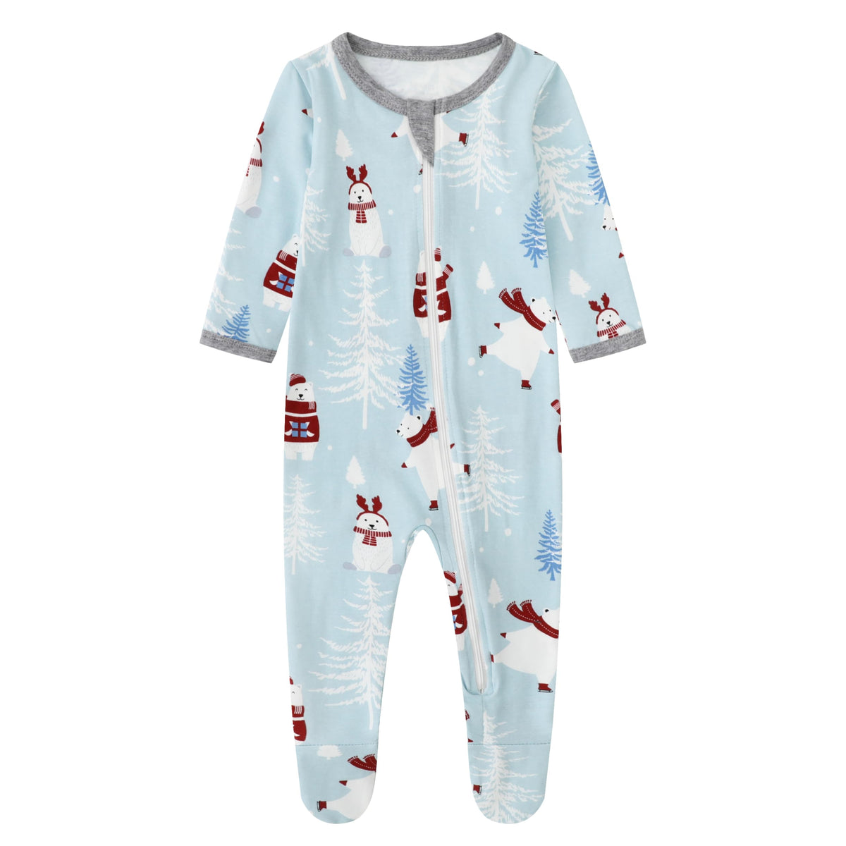 Owlivia baby pajamas with polar bear design for cozy naps and festive outfits