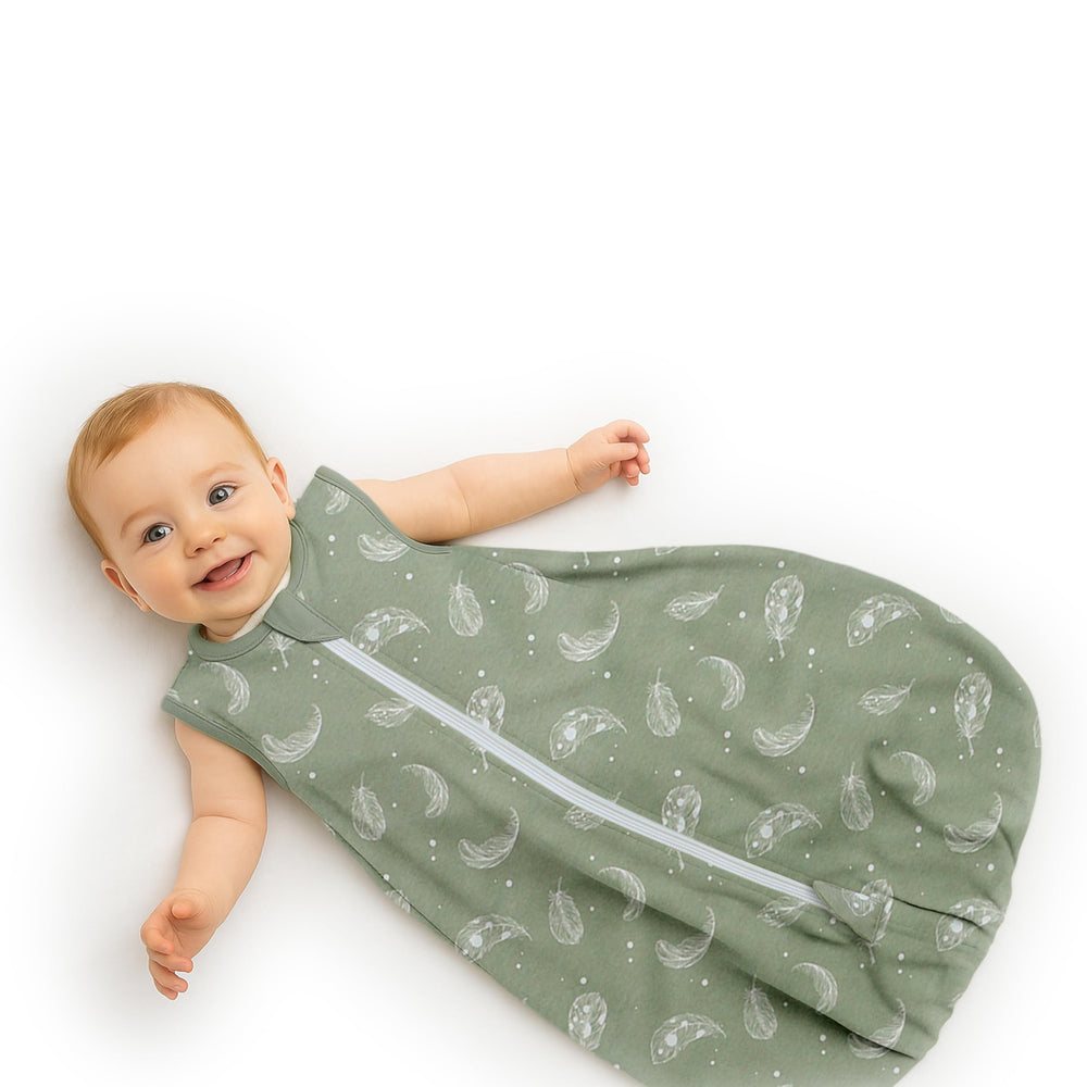 Owlivia baby sleep sack 0.5 TOG—lightweight warmth for warm nights.