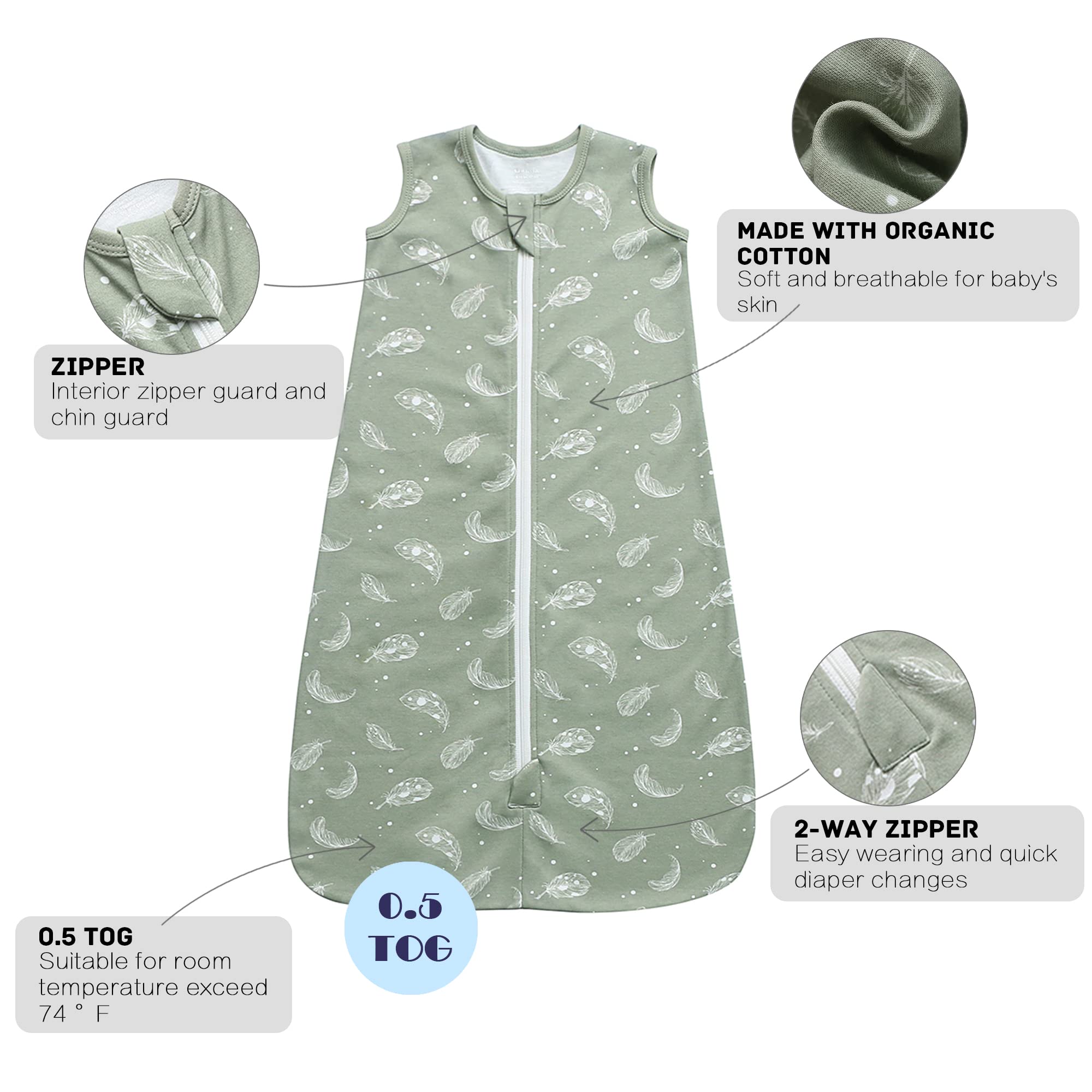 Owlivia sleep sack is machine washable for easy care.