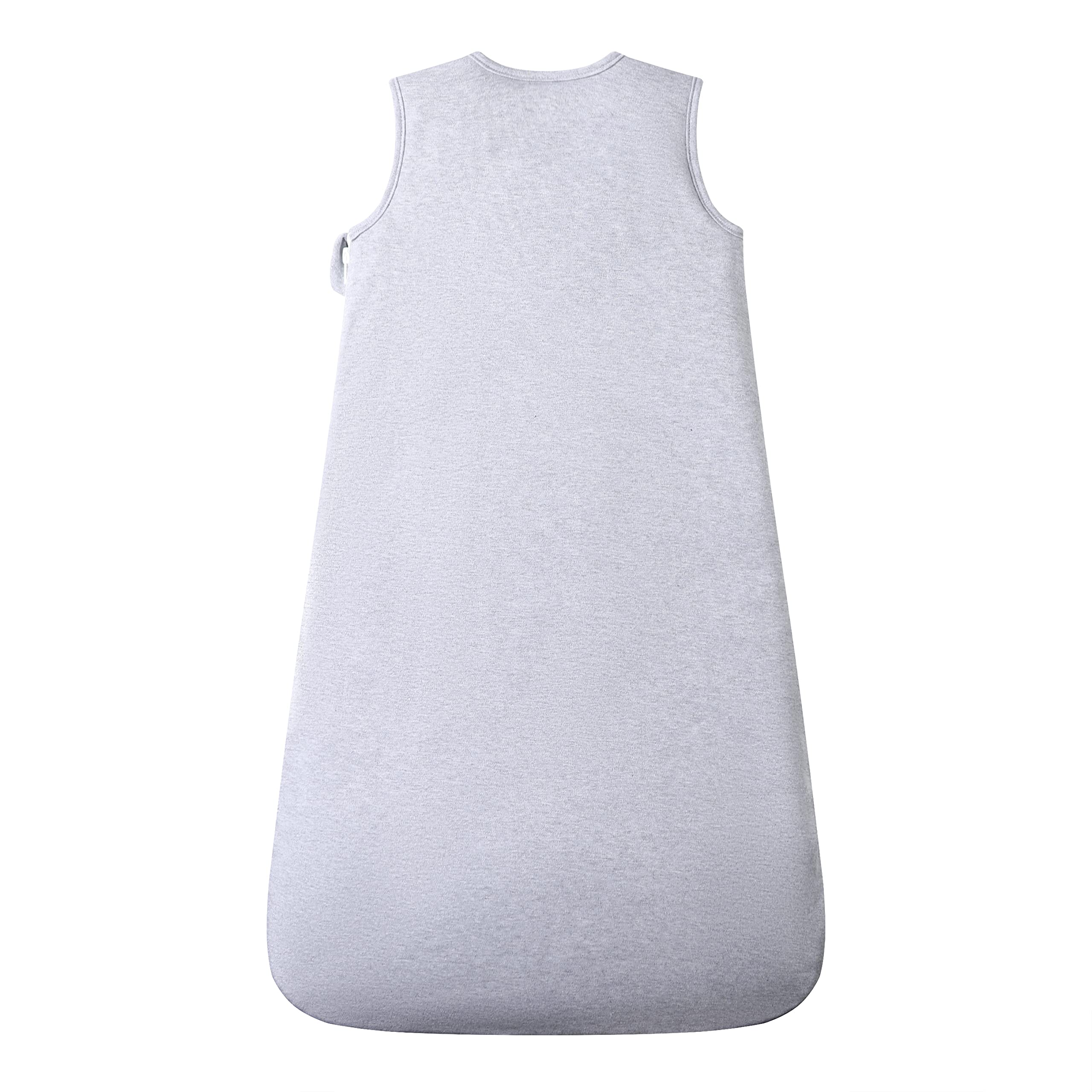 Owlivia baby sleep sack side view highlights roomy bell shape for kicking and movement.