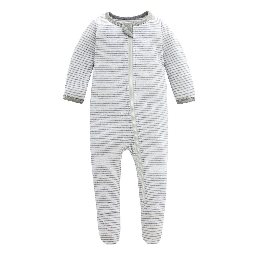 Owlivia organic cotton baby pajama footed design; keeps feet warm.