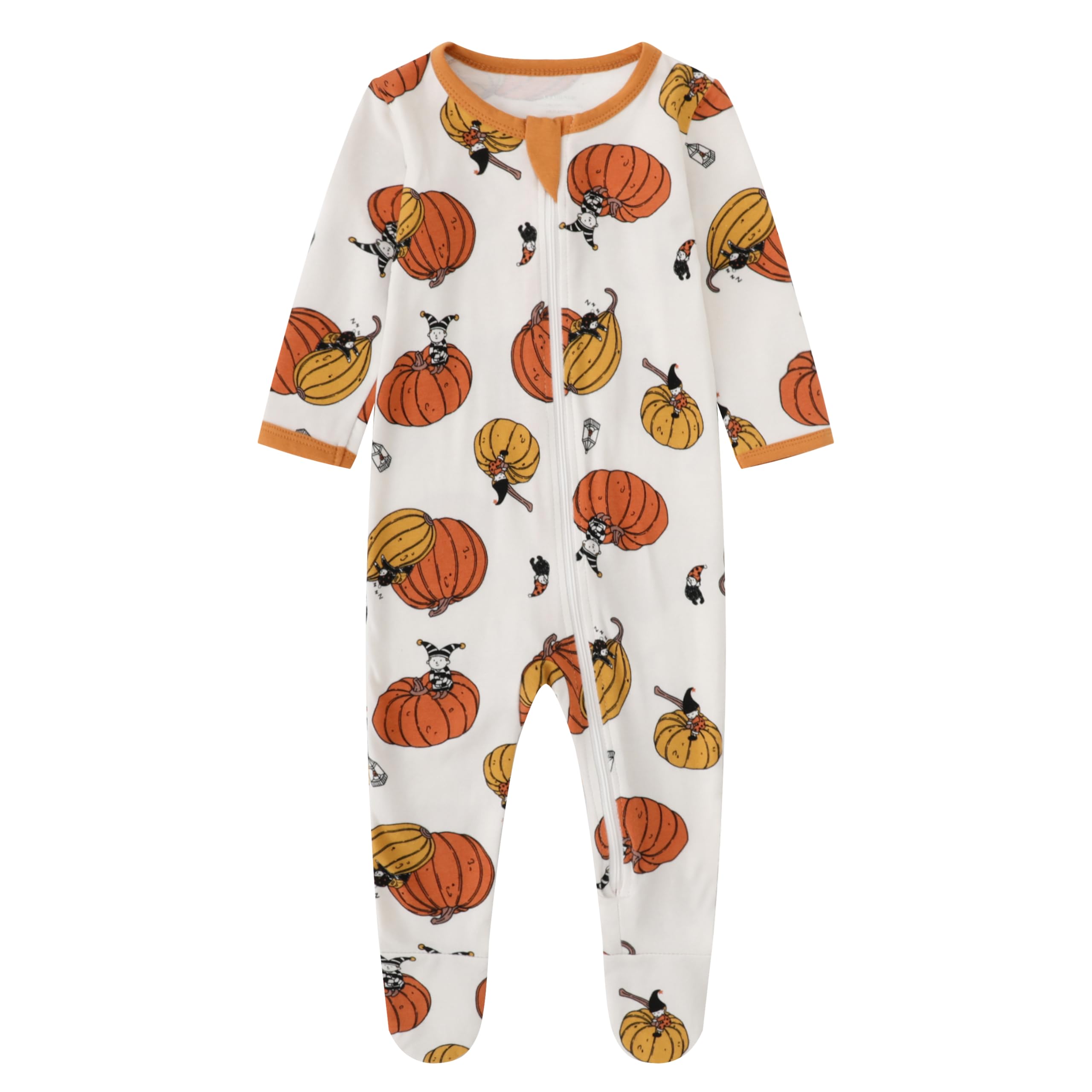 Owlivia organic cotton baby pajamas zip-front view for easy diaper changes