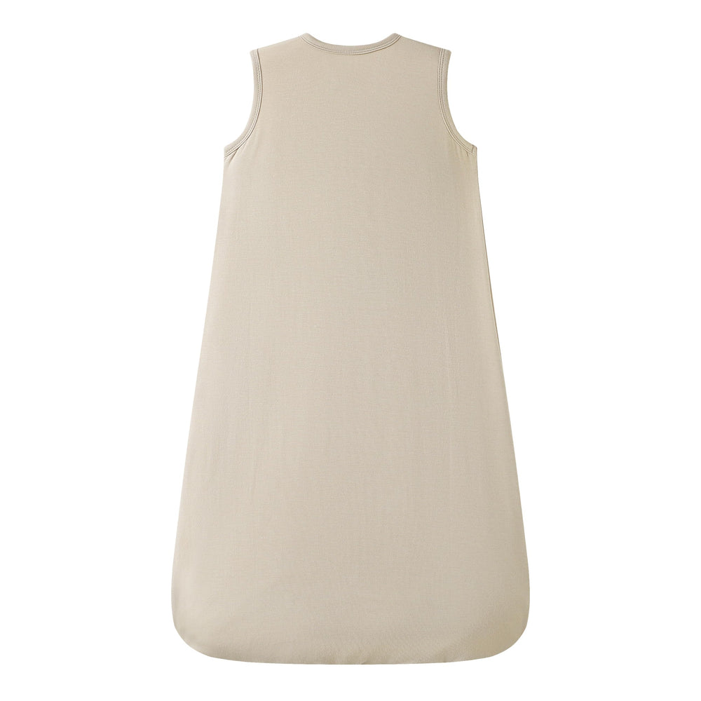 Owlivia sleep sack beige with 2-way zipper for easy diaper changes.