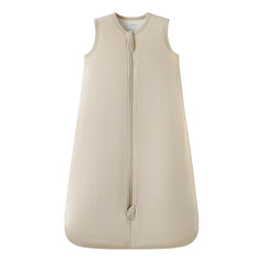 Owlivia sleep sack beige fabric close-up showing soft bamboo rayon blend for gentle skin.