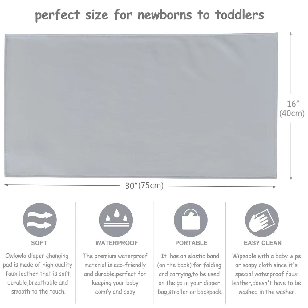 Owlowla changing pad with elastic back strap for easy folding and carrying