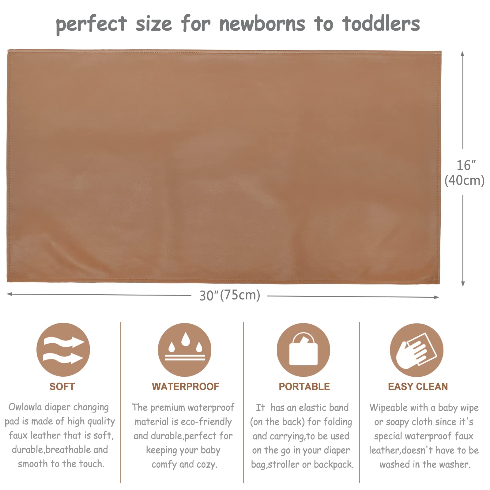 Owlowla changing pad has back elastic band for folding and carrying