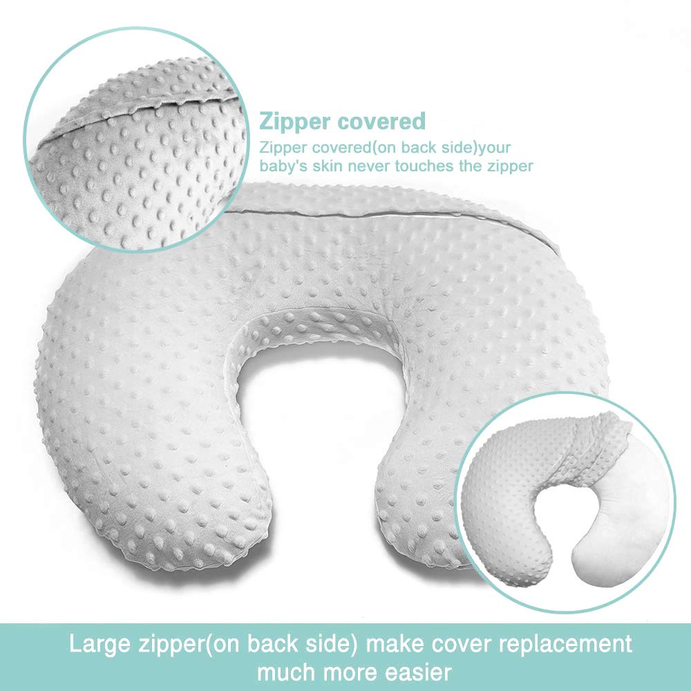 Owlowla Minky nursing pillow cover easy-install shows quick on/off for busy feeds.