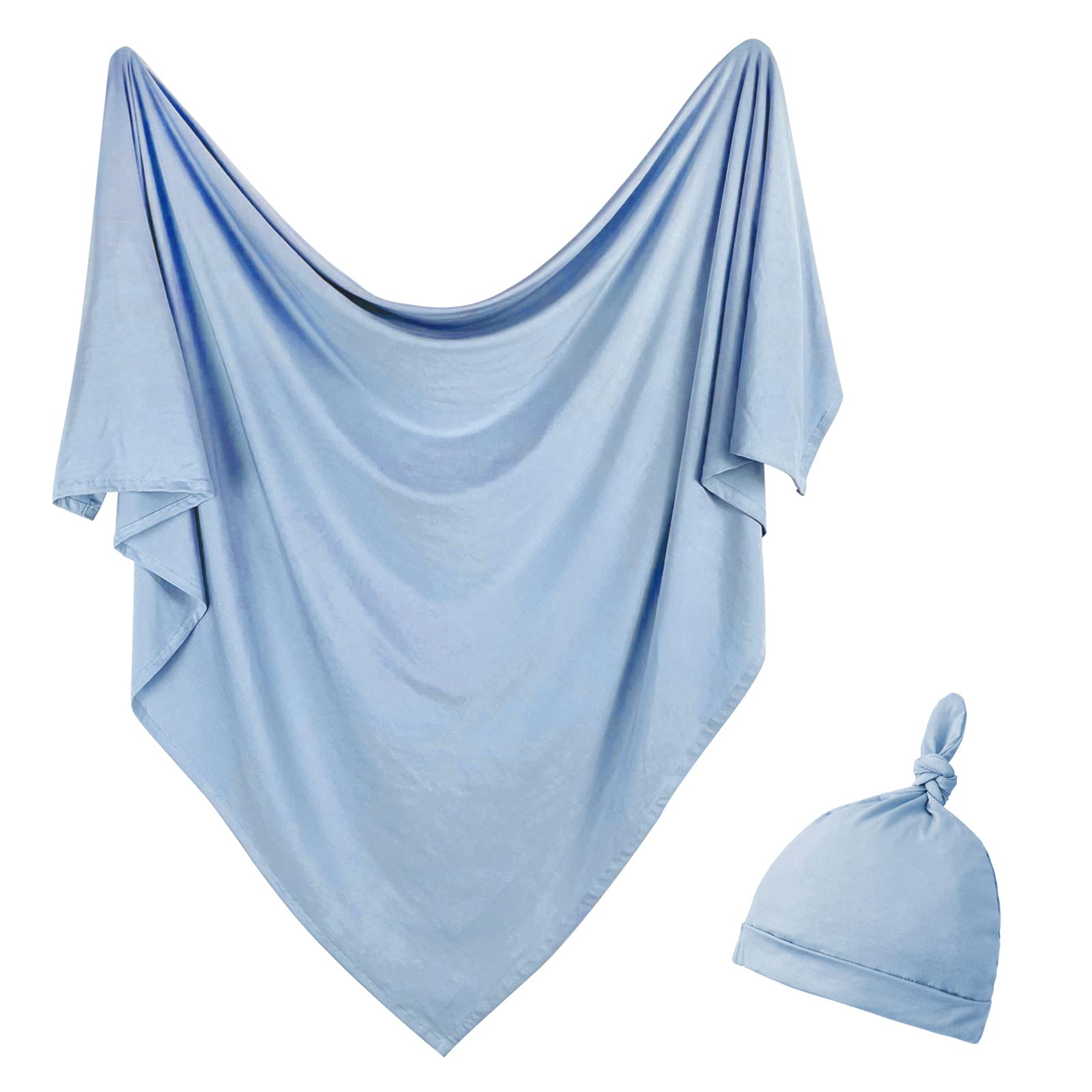 OWLOWLA newborn-swaddle-set blanket-hat in baby blue delivering cozy, gentle warmth for newborns.