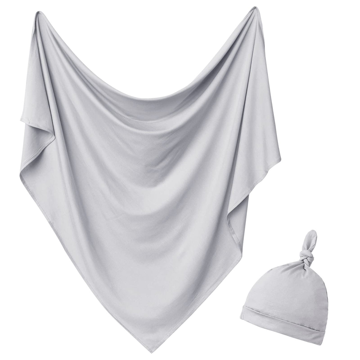 OWLOWLA newborn swaddle set gray blanket flatlay showing soft fabric and warmth