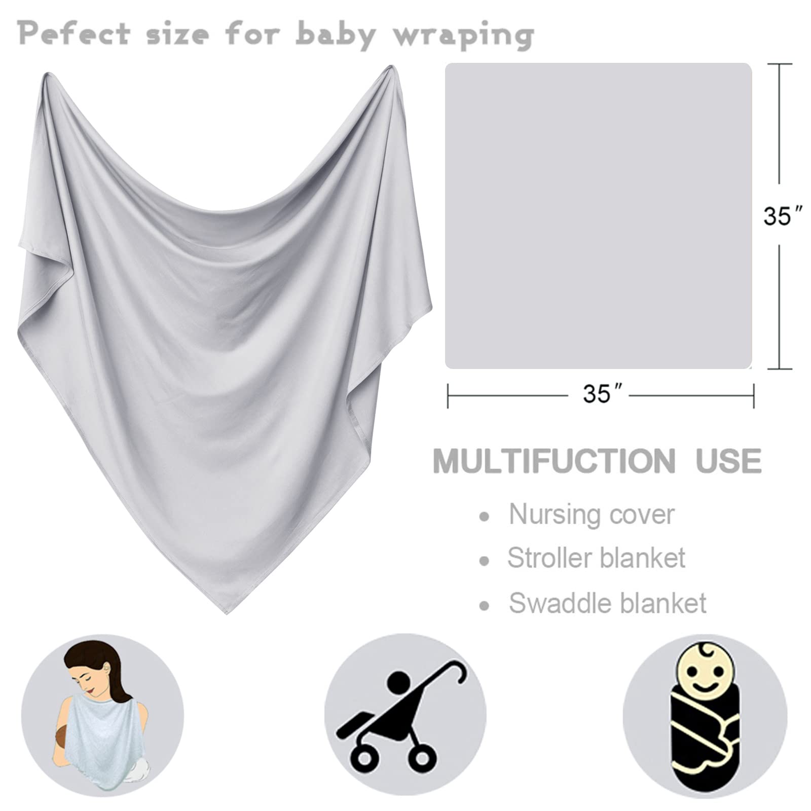 OWLOWLA newborn swaddle set gray wrapped around a calm baby for cozy comfort