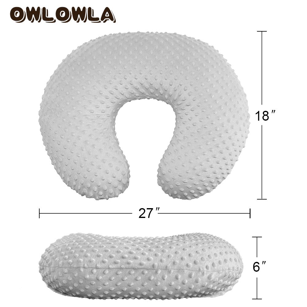 OWLOWLA nursing pillow cover navy with soft minky dots calming touch for baby