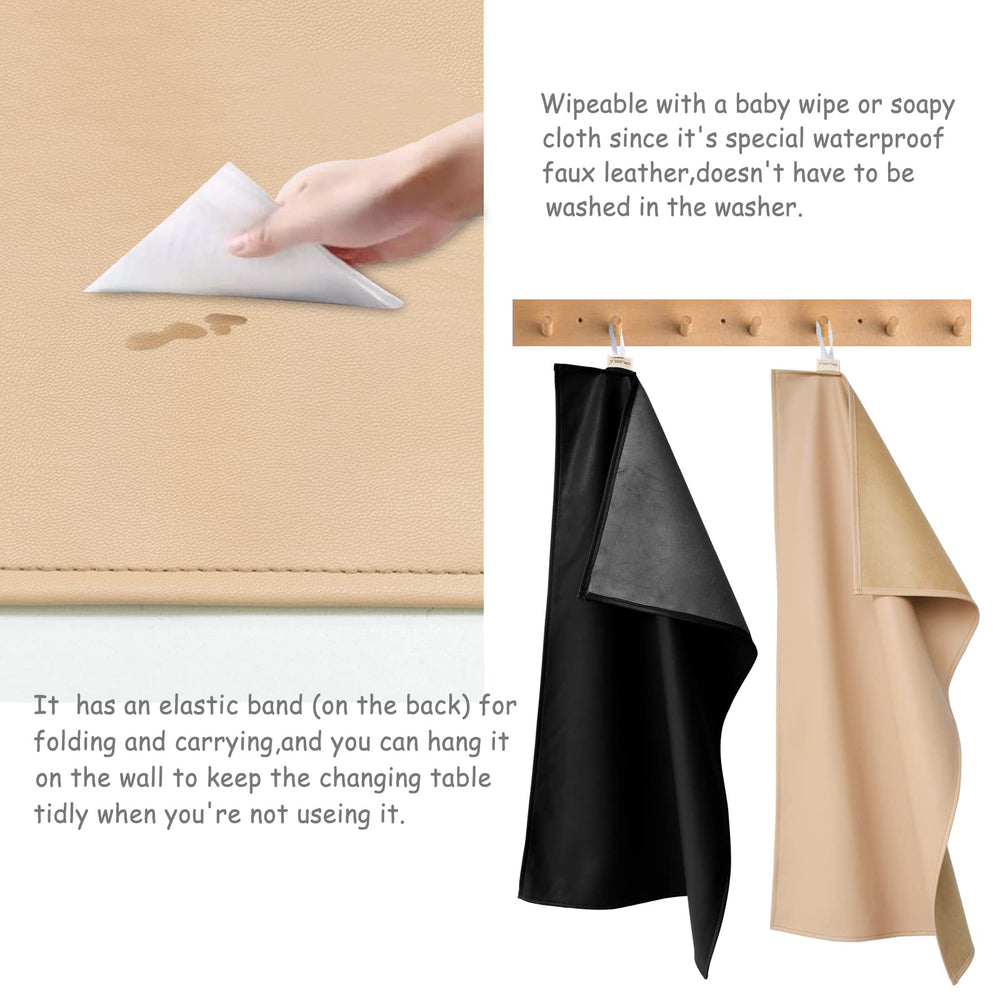 Owlowla portable changing pad in beige and black, stylish travel companion.