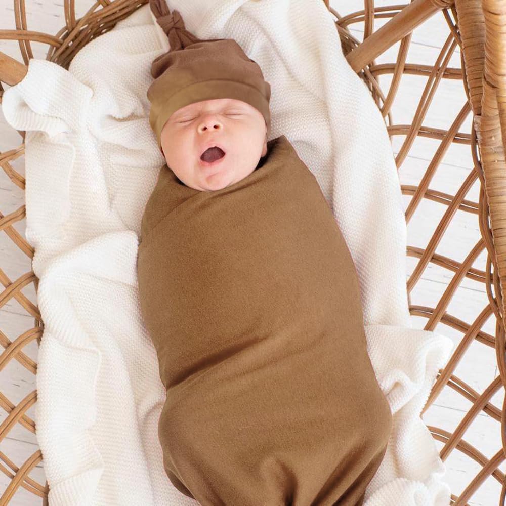 OWLOWLA swaddle set copper assembled for a coordinated newborn look.