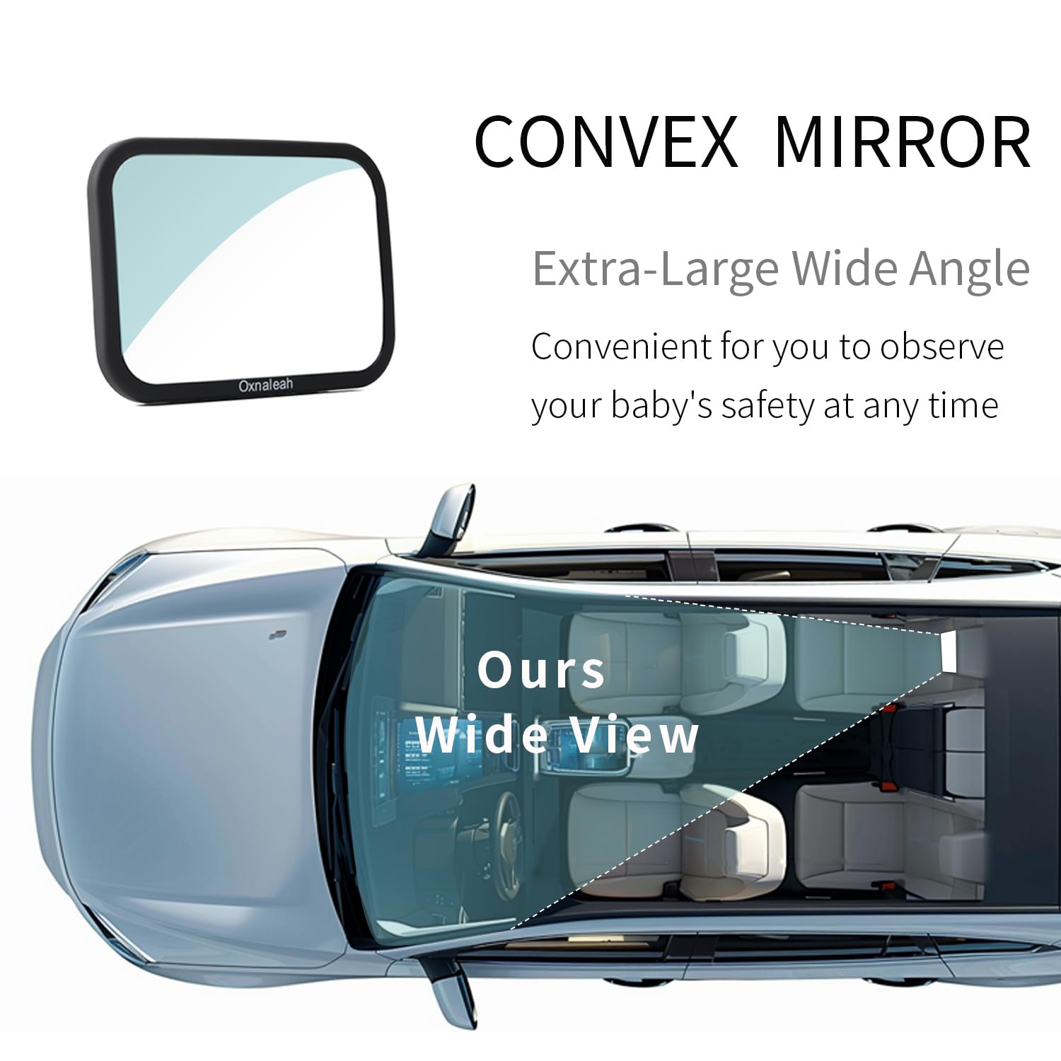 Oxnaleah car mirror 360-degree rotation for flexible viewing