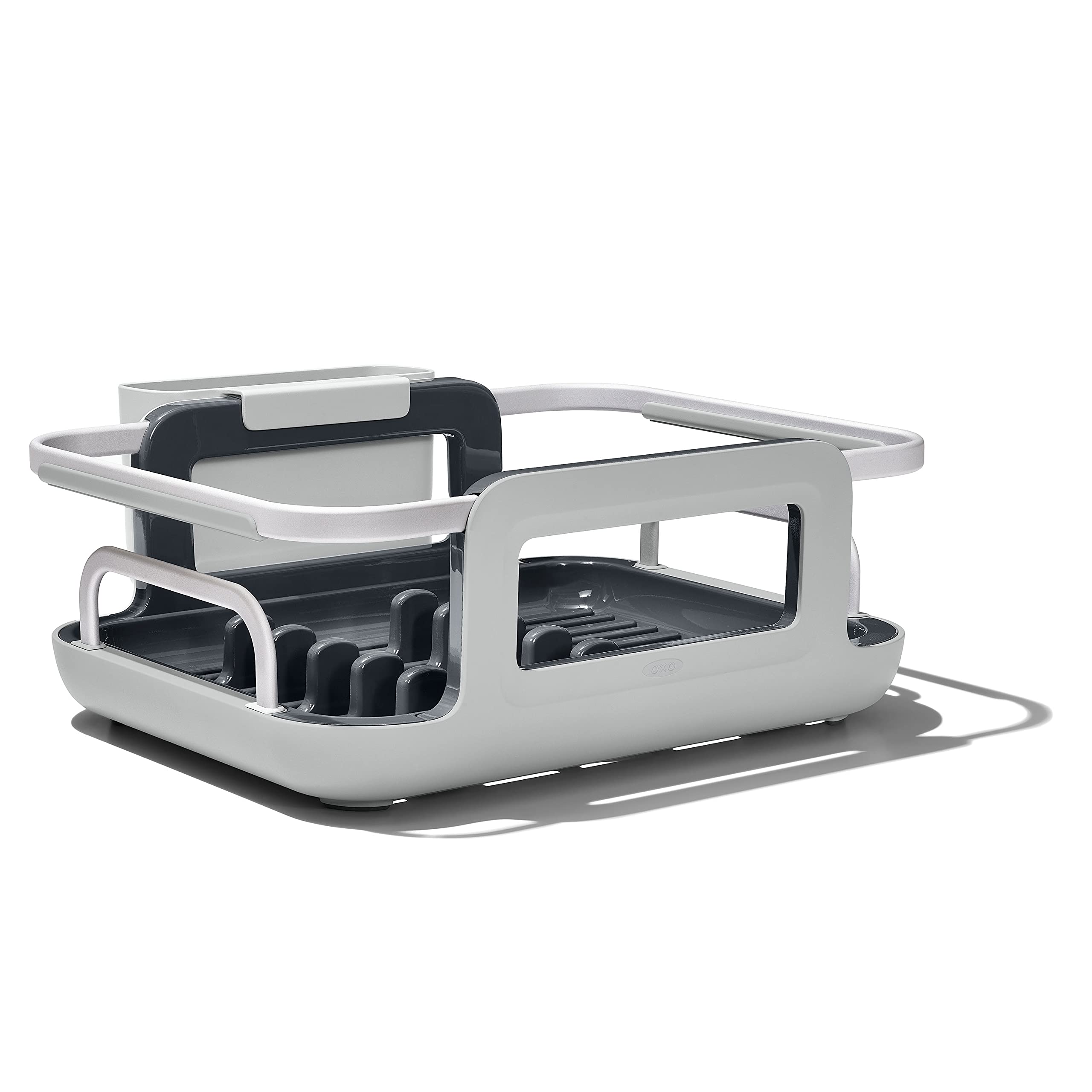 OXO Good Grips over-the-sink drying rack with extended arms saves space.
