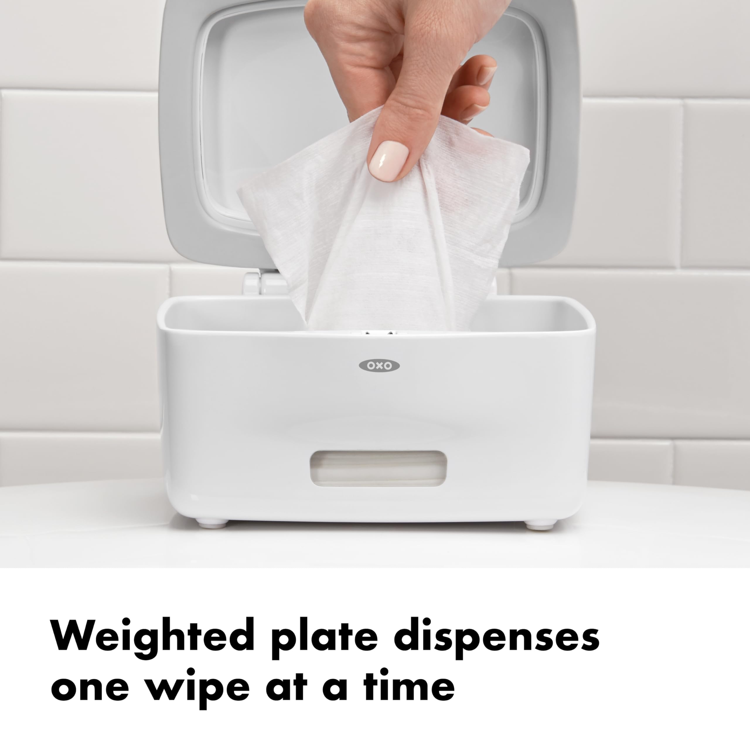 OXO Good Grips PerfectPull side profile highlights compact size for back-of-toilet placement.