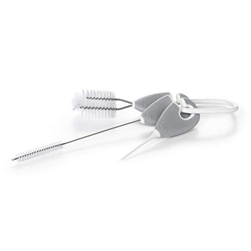 OXO Tot Bottle Brush reaches tall bottles with thorough scrubbing.
