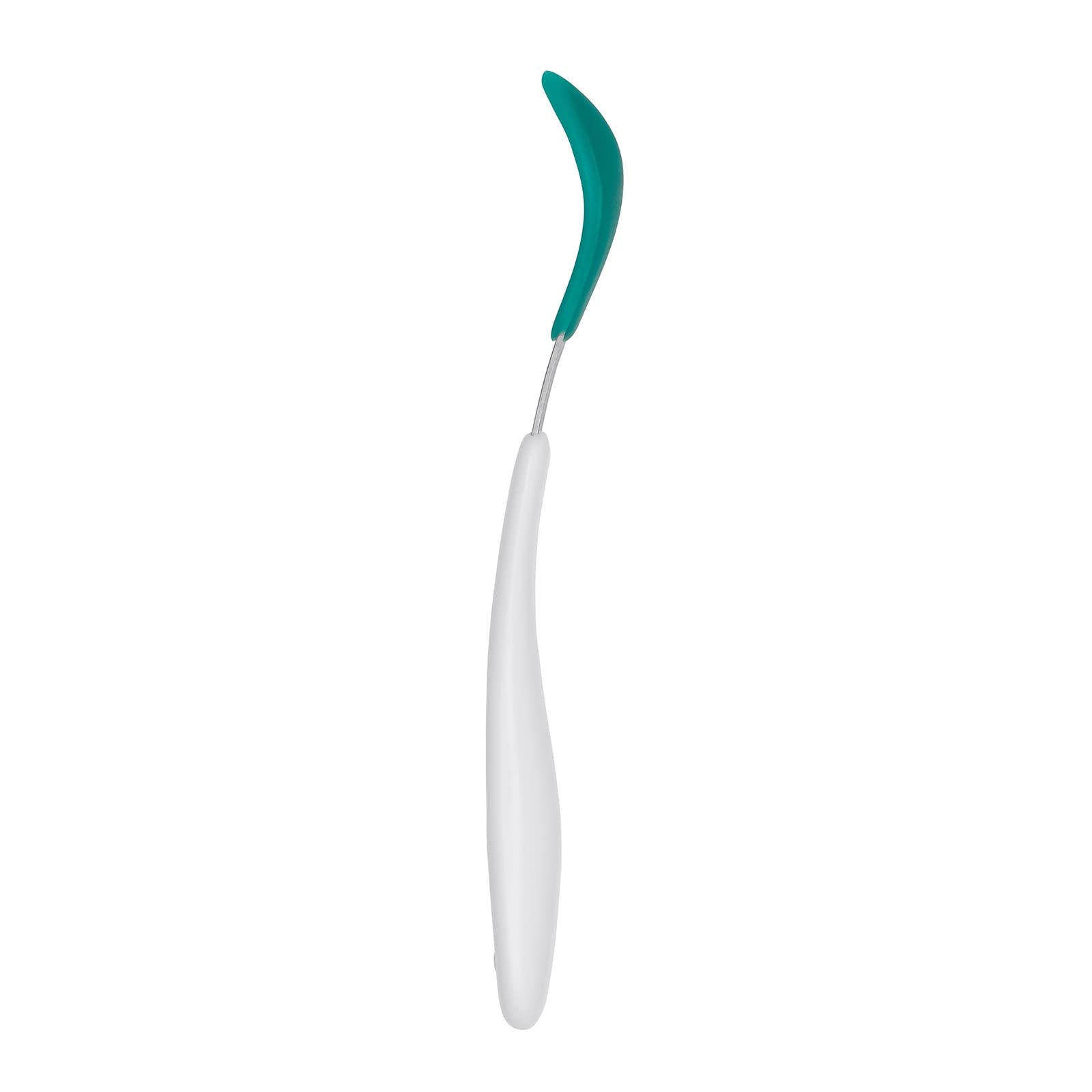 OXO Tot teal spoon dishwasher-safe for quick cleanup after meals