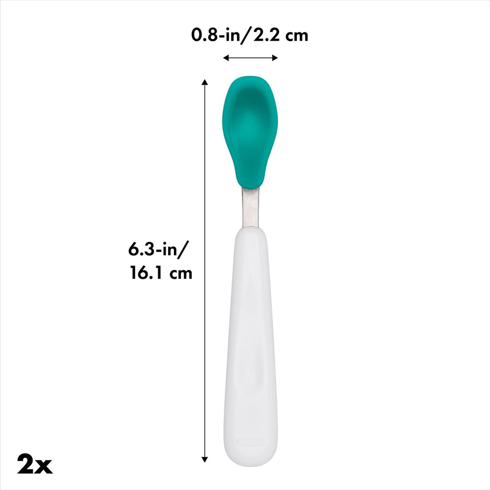 OXO Tot teal spoon length 6.4 inches for balanced scooping