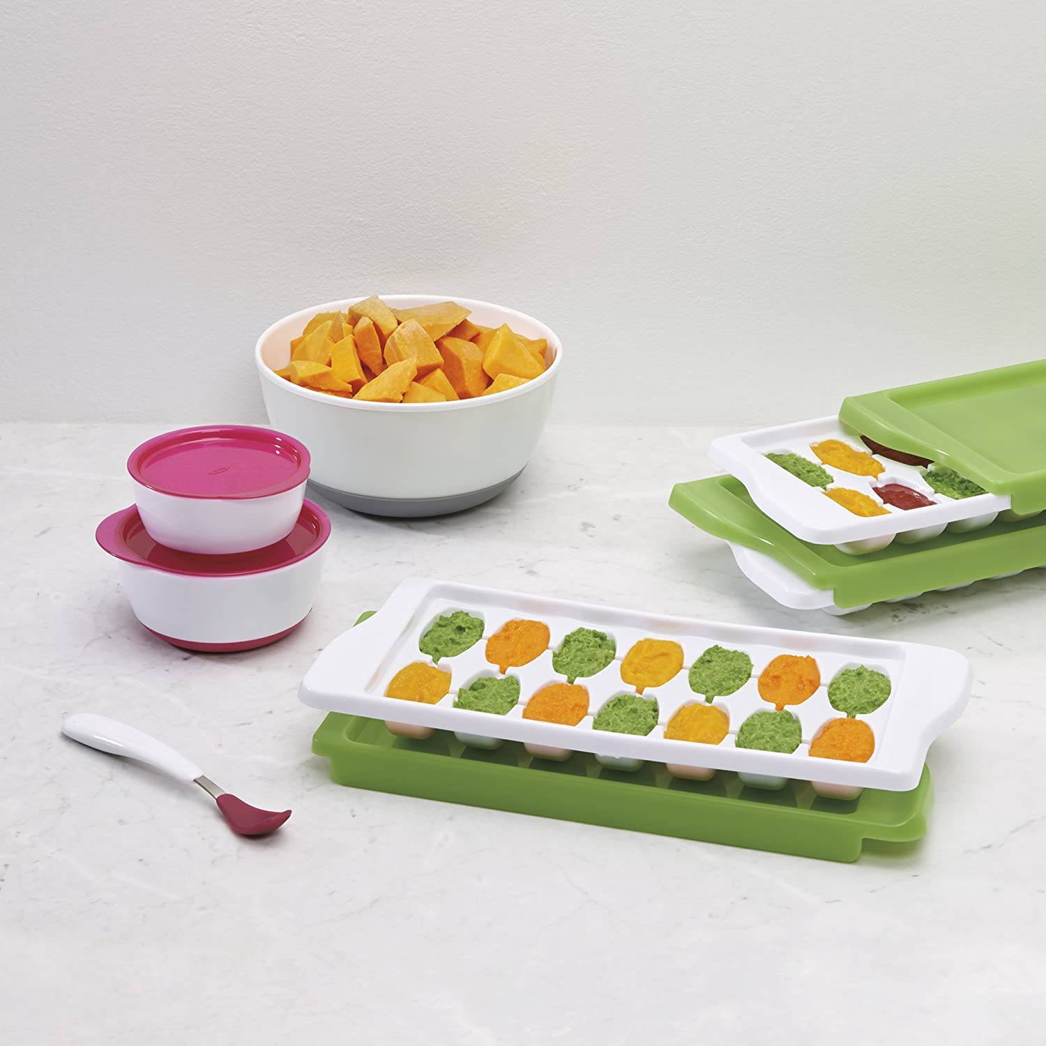 OXO Tot teal spoon packaging showing two-piece set