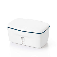 OXO Tot dispenser navy interior weighted plate keeps wipes ready for use