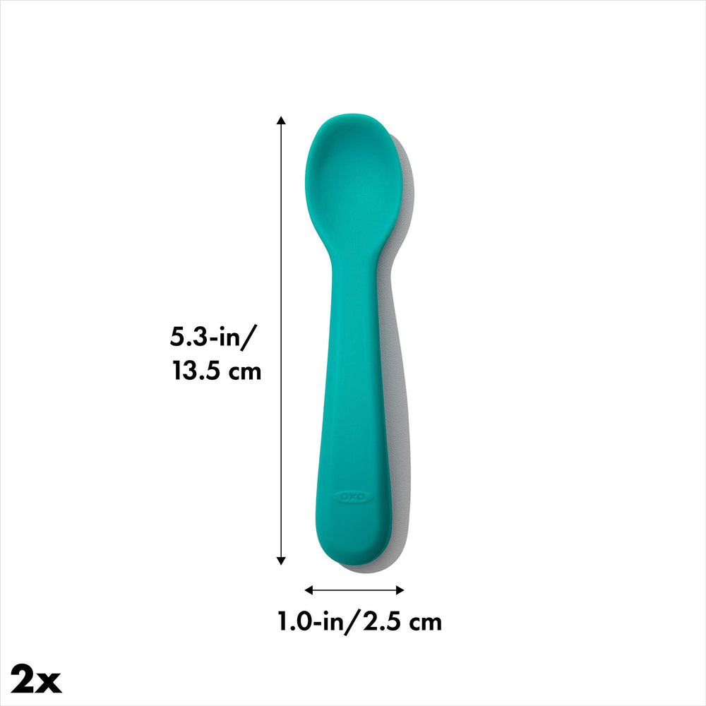 OXO Tot teal spoon deep bowl for easier scooping