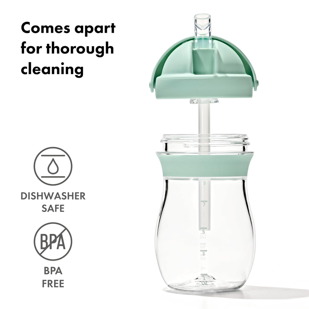 Oxo Tot Transitions Opal hinged cap reveals leakproof seal for travel and toddler meals.