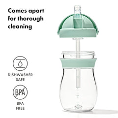 Oxo Tot Transitions Opal hinged cap reveals leakproof seal for travel and toddler meals.