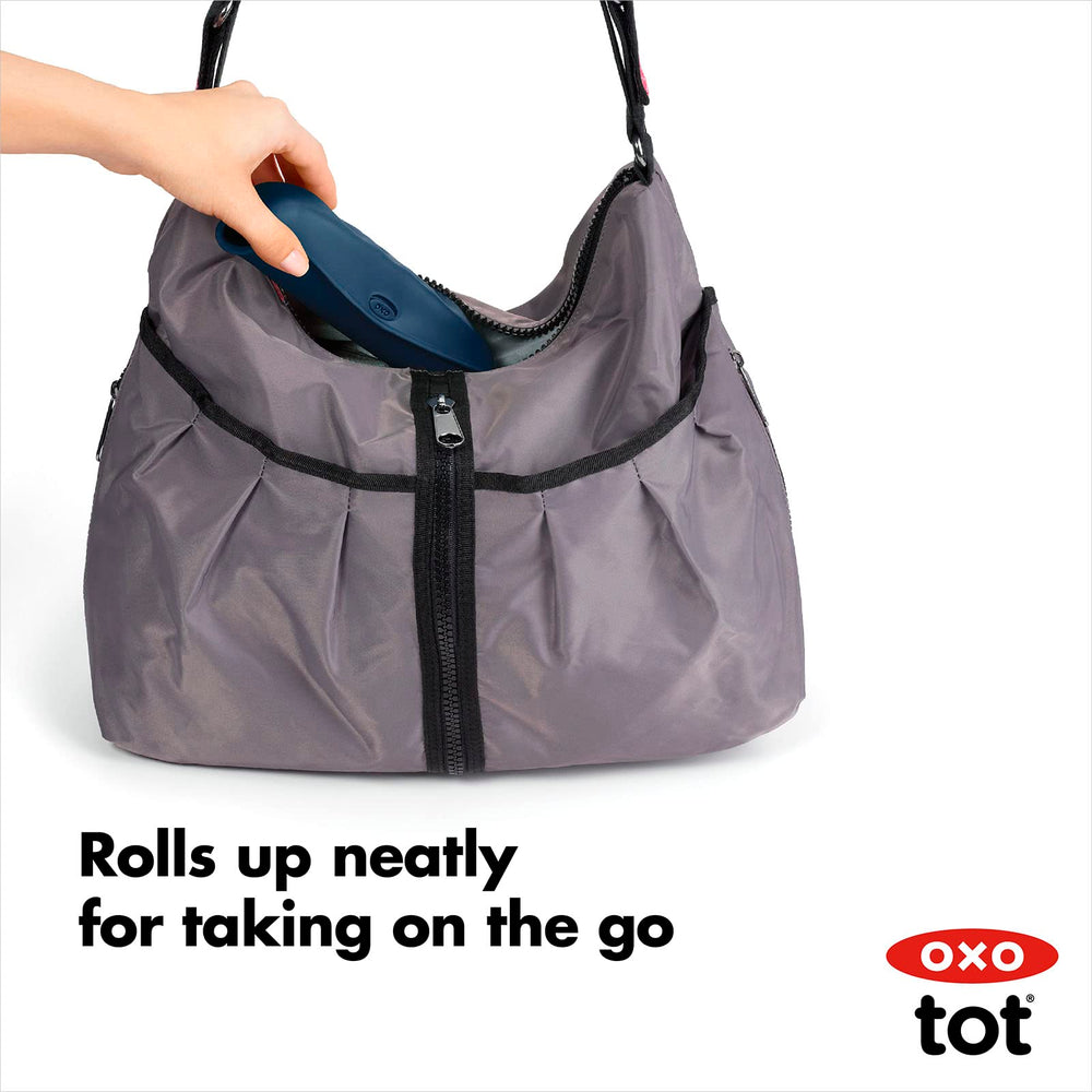 OXO Tot Roll-Up Bib silicone pocket rolls for compact, portable storage