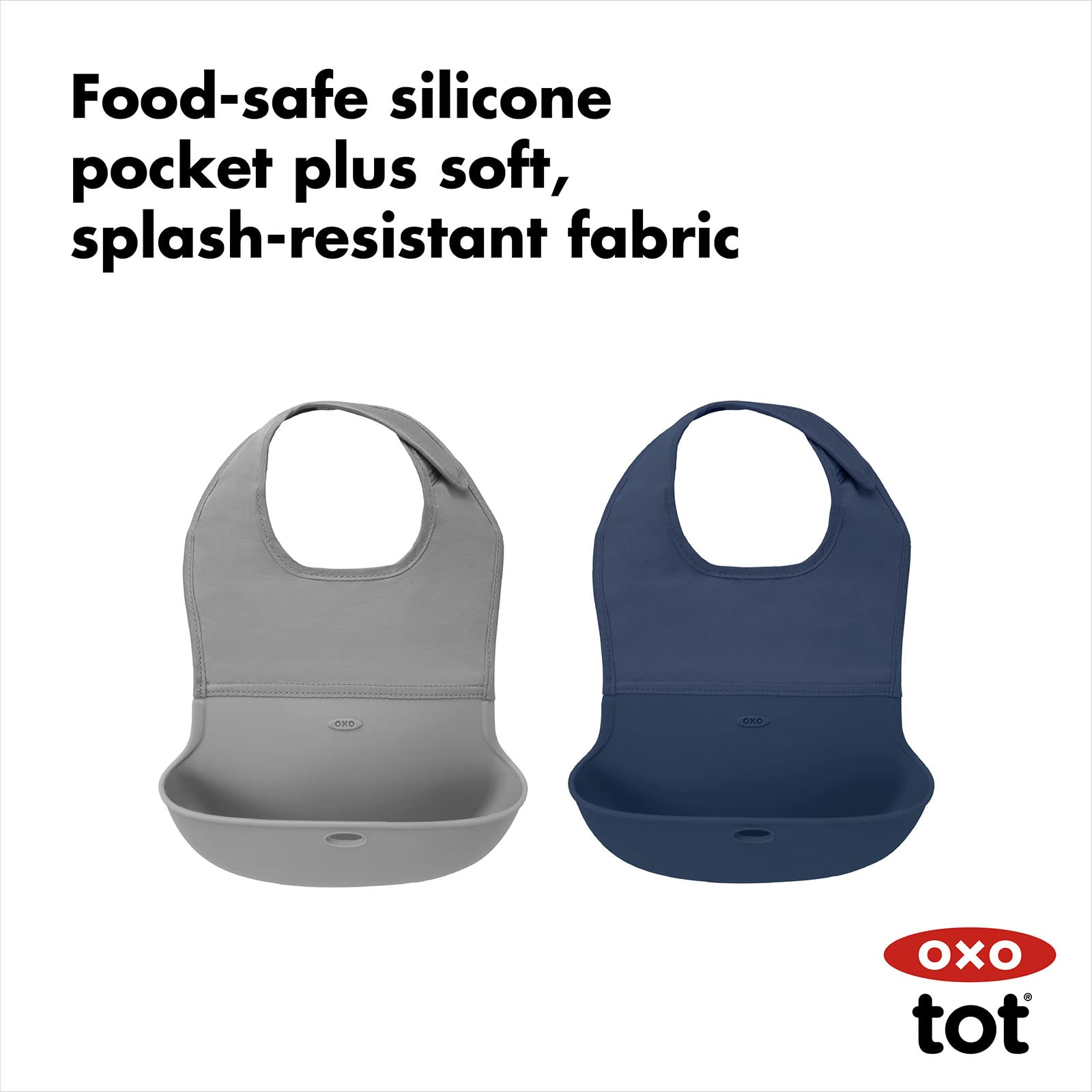 OXO Tot Roll-Up Bib soft neck band keeps baby comfortable during feeds