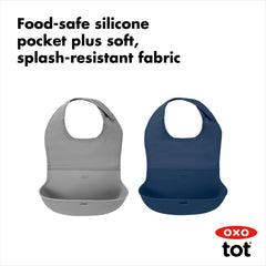 OXO Tot Roll-Up Bib soft neck band keeps baby comfortable during feeds