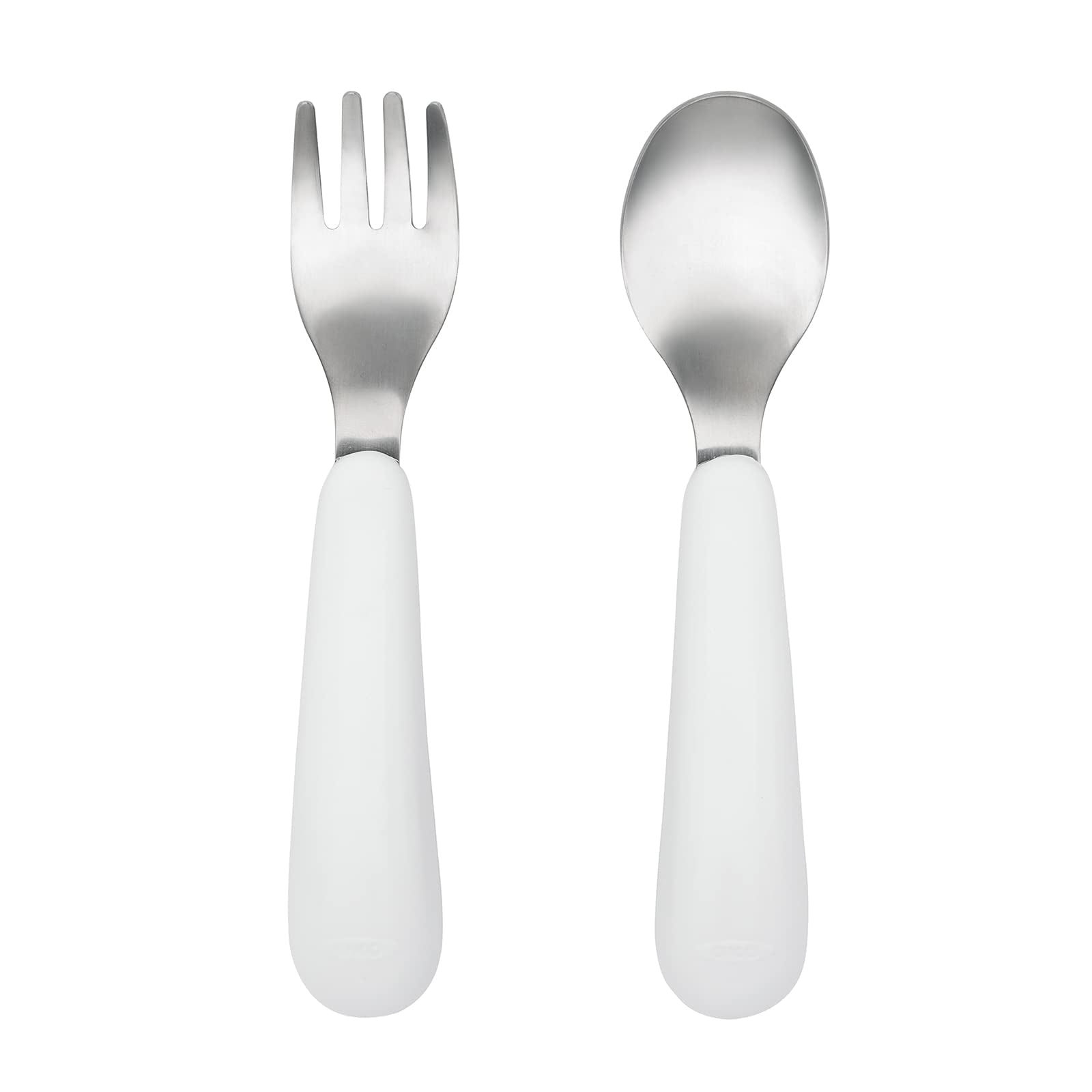 OXO Tot pink rounded fork tines ensure safe feeding for toddlers.